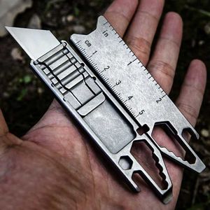 Cuchillos de caza para acampar Guillotina de titanio para papel hoja trapezoidal cuchillo aglutinante multifuncional EDC herramienta portátil para trabajar la madera al aire libre 240315