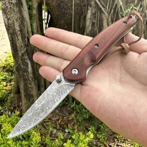 Cuchillos de caza para acampar Topwell Cuchillo de acero de Damasco forjado a mano VG10 Hoja Mango de madera de rosa con caja de regalo Camping al aire libre Excelente regalo para hombresHKD230626