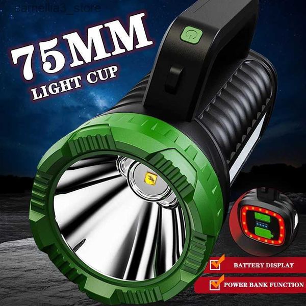 Linterna de camping 2023 Nuevo potente reflector LED Focos recargables portátiles Camping USB Tienda Linterna Batería incorporada Luces Lámpara de mano Q231116