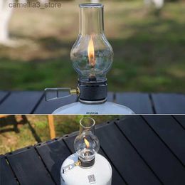 Lanterne de camping lampe de camping bougie à gaz abat-jour en verre rétro lumière d'ambiance lanterne de tente extérieure pour randonnée sac à dos pique-nique pêche Q231116