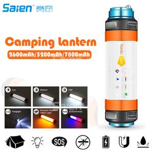 Lampes de poche Torches Camping Lanterne LED Lampe d'extérieur magnétique étanche multifonctionnelle avec batterie 18650 incluse, rechargeable / câble USB directement