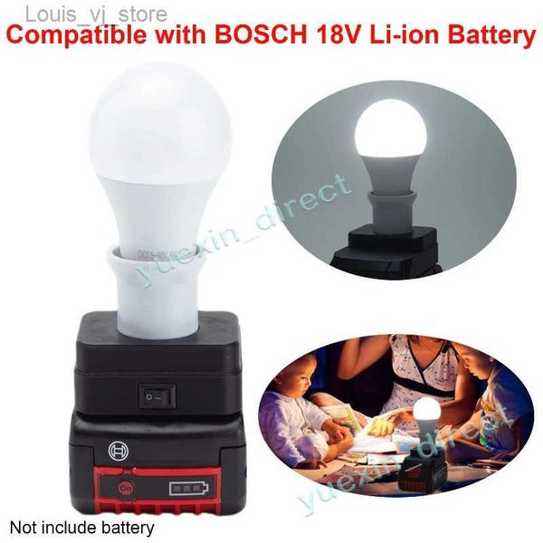 Linterna de camping Luz de trabajo LED Bombillas portátiles E27 para BOSCH 18V Batería de litio Lámpara de emergencia inalámbrica Lámpara de camping YQ231205