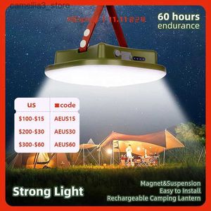 Lanterne de camping nouvelle mise à niveau 15600 mAh rechargeable LED camping lumière forte avec aimant zoom torche portable tente lumière travail entretien éclairage Q231116