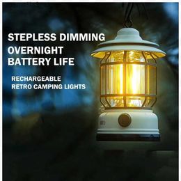 Lanterne de camping Lampe de camping en plein air Type-C Éclairage de charge rapide Lampe de tente de charge décorative Rétro Lanterne de camping portable Q231116