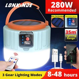 Campinglantaarn Draagbare krachtige led-zaklamp Campinguitrusting Lantaarn op zonne-energie USB-lamp Campingtentlamp Verlichting Waterdicht Q231116