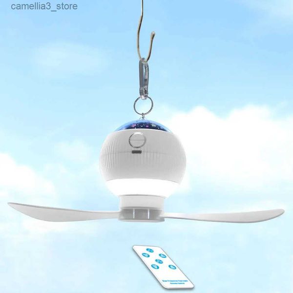 Lanterne de camping Lampe de camping rechargeable de lanterne de ventilateur de camping en plein air portable avec lampe de tente suspendue de projection Veilleuse intérieure familiale Q231116