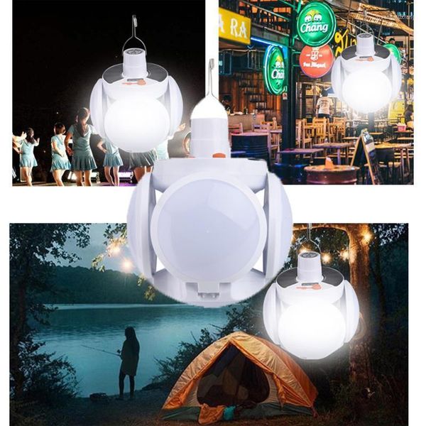 Linterna de Camping, foco portátil, luz de búsqueda, lámpara Led recargable, Bombilla de emergencia, potentes linternas solares o de 12V