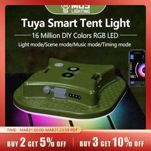 Campinglantaarn Oplaadbaar LED Smart Light Bluetooth-bediening door Tuya APP Music Sync RGB LED-tentverlichting 13500mAh Buiten 80W 240327