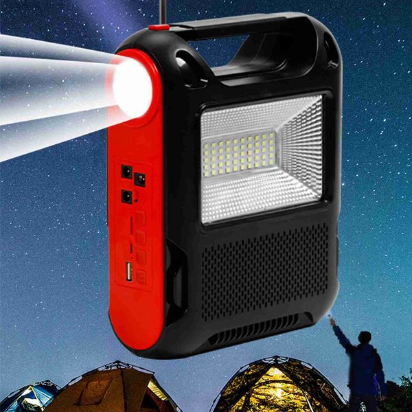 Linterna para acampar Luz de audio solar Reflector multifuncional Radios Banco de energía Altavoz incorporado compatible con Bluetooth Equipo de camping reutilizable YQ231205