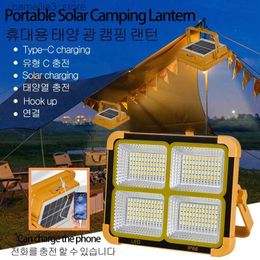 Lanterne de camping Lanterne de camping solaire Lampe de camping portable Lampe de poche rechargeable LED Lumière de tente Éclairage de secours Projecteur étanche Q231116