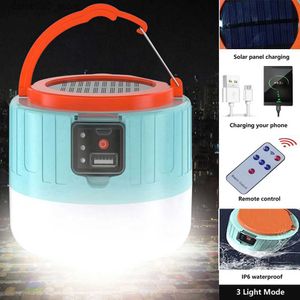 Camping Lantern Solar LED Camping Light USB Ampoule rechargeable pour lampe de tente extérieure Lanternes portables Lumières de secours pour barbecue randonnée Q231116