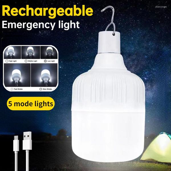 Camping lumière USB Rechargeable LED ampoule 5 Modes d'éclairage tente suspendue urgence Portable pour jardin extérieur