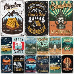 Camping Metal Painting Tinplate Poster Holiday Time Shop Poster Vintage Restaurant Wall Decor Retro Plaque Signs 30x20cm W03