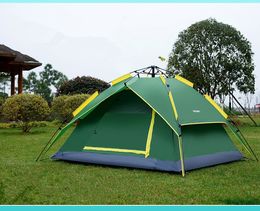 Camping SheltersTente Ouverture Hydraulique Automatique Tente Camping Abris Étanche Ensoleillé Double-pont Protection Extérieure Tentes pour 3-4 Personnes