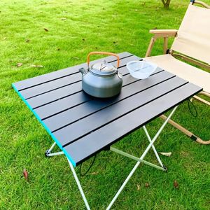 Table de Camping pliante ultralégère, pour randonnée en plein air, dîner de fête dans le jardin, pique-nique barbecue, bureau pliable en aluminium 240125