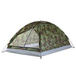 Camping -tent Waterdichte winddichte UV Sunshade luifel voor 1/2 persoon enkele laag Outdoor Portable Camouflage Tent Equipment 240408