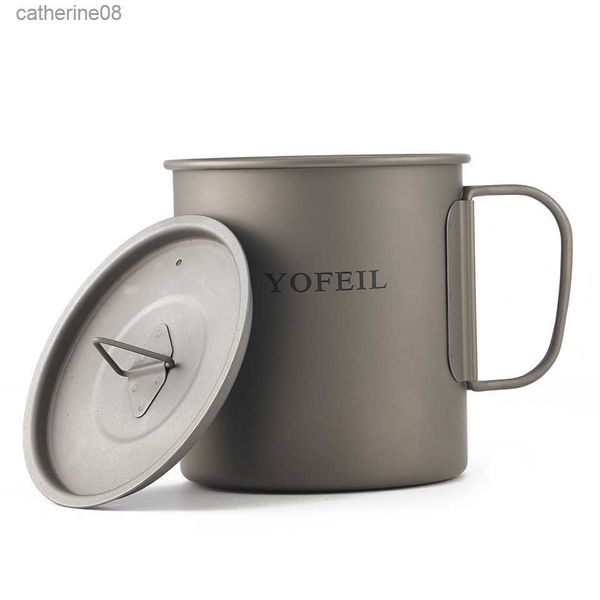 Taza de titanio para acampar 450 ml Taza de titanio Taza para acampar Hogar militar Utensilios de cocina para turistas Hervidor Vajilla para turistas Cocina al aire libre Juego de platos para picnic Senderismo Su