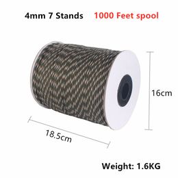 CAMPINGSKY 550 Paracord 4mm 1000ft Cordon de parachute Type III 7 Mit de survie de la corde de brin pour camping en plein air