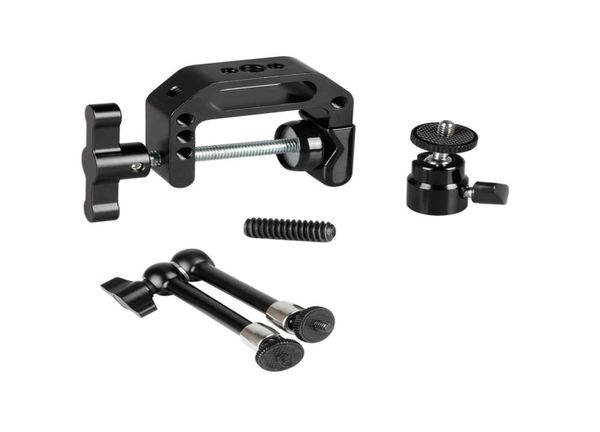 Camvate Super C Clamp 98quot Magic Armio articulado con 14quot Tornillo de rosca Mini cabezal de bola para la cámara DSLR Cage DIY CO3130342