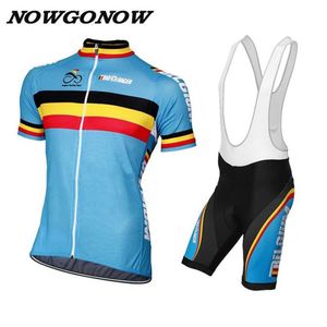 Kan worden aangepast Retro België wielertrui koersbroek heren fietskleding dragen nowgonow pro racing ropa ciclismo gel pad road 251F