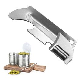 Kan opener gepolijste roestvrijstalen stalen afwerking met utili-key roestvrij staal multifunctionele vouwbare mini-opener gadget LX6433