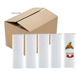 CAN US STOCK 25Pcs/Carton Blank Tumblers 20Oz Sublimation Straight Mugs Cups Stainless Steel The Same Width From Up And Down Jy19 0516