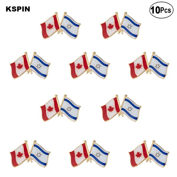 Broches d'amitié Canada et israël, épingle à revers, badge de drapeau, broches, Badges, 10 pièces par Lot