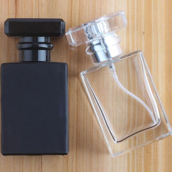 Bouteilles de parfum rectangulaires de 30ml, vente en gros, bon marché au Canada, bouteilles de parfum à pompe vide de 1 OZ avec taille de voyage LX2521