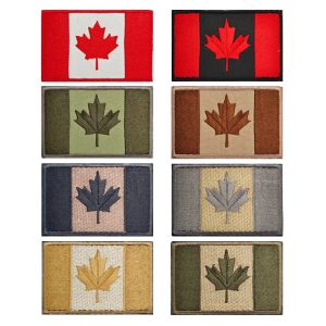 Canada vlag geborduurde patch Canadian Maple Leaf Tactical Military Patches National Emblem Appliqued Sticker Rubber PVC Badges