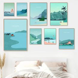 Canadá Irlanda Budapest Hawaii Dinamarca Suecia Viaje Paisaje Lienzo Pintura Arte de la pared Paisaje marino Póster Impresiones Sala Dormitorio Decoración del hogar Sin marco Wo6