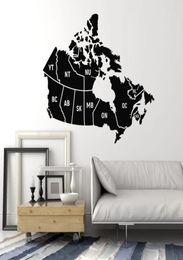 Canada Map Wall Autocollants pour le salon Sécale mural en vinyle pour la salle d'étude Accessoires de décoration de maison pour la salle de lecture Art6342499