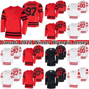 Maillot d'hiver de l'équipe Canada 2022 97 Connor McDavid 87 Sidney Crosby 29 Nathan MacKinnon 16 Mitch Marner 37 Patrice Bergeron 91 John Tavares ho