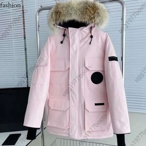 Canada Dames Heren Donsjassen Mode Puffer Zwart Wit Blauw Winter Afneembare Hoed Klassieke Badge Bovenkleding Canada Goode 679