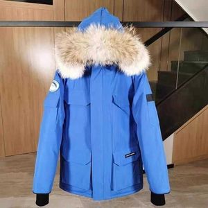 canadien hommes pilote doudoune réel loup fourrure à capuche toile parkas lettre patch poches zippées chaud épais vêtements d'extérieur designer femmes hiver manteau d'oie ha4