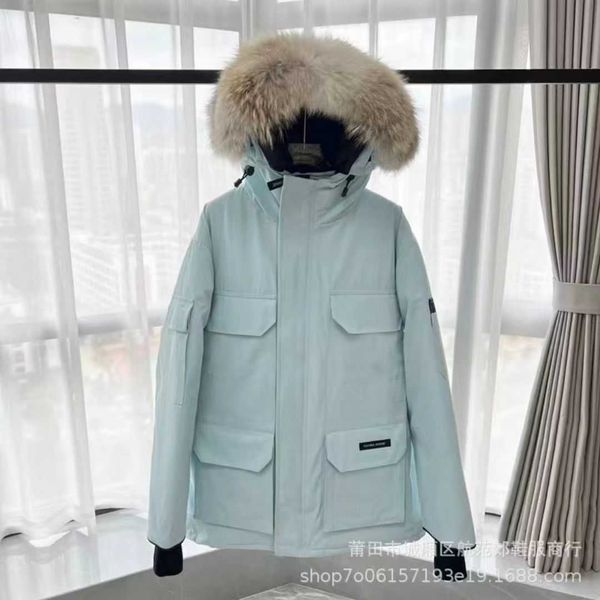 canadien hommes pilote doudoune réel loup fourrure à capuche toile parkas lettre patch poches zippées chaud épais vêtements d'extérieur designer femmes hiver manteau d'oie ha