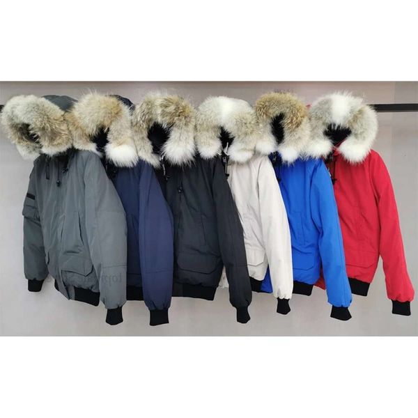 CANADIENSO HOMBRES Mujeres Diseñador de invierno Goose Real Wolf Fur Caper Bomber Pockets Fashion Parka Canadá Warm Down Jacket Chaqueta Tulingzhu