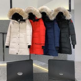 Abrigo canadiense de invierno al aire libre para mujer, largo medio, manga larga, con capucha, frío y resistente al viento, abrigo cálido, chaqueta, abrigo, 90% plumón de ganso, talla S-XXL