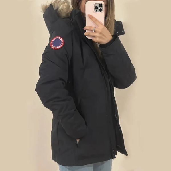 Mujeres canadienses abajo chaquetas gansos para mujer Canadá invierno cálido diseñador sudadera con capucha chaqueta acolchada abrigo damas parkas moda ganso lujo clásico prendas de vestir exteriores gruesas