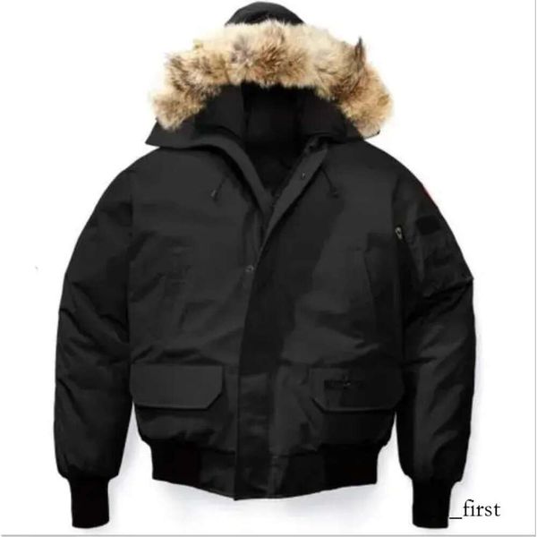 Canda Goose Down Veste Hommes Bomber Veste Véritable Fourrure De Loup À Capuchon Toile Parkas Lettre Patch Poches À Glissière Chaud Épais Outwear Designer Femmes 257