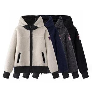 Canadada Goose Veste Automne / Hiver Laine d'agneau À Capuchon Épaissi Veste En Laine D'agneau Lâche Chaud Court Vestes Top Femme Confit Veste Designer Canadian Tech Fleece 947