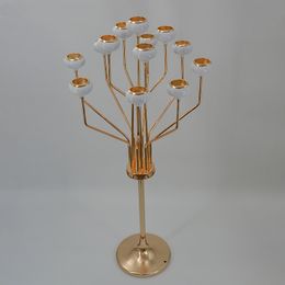 Candelabras 13 Arms Candle Houders Metal Gold Candlesticks 47 "Hoog voor Bruiloft Centerpieces Event Party Decoration