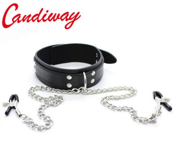 Candiway Coveted Bondage Collar con abrazaderas para pezones BDSM Restricción Juego Anillo de cuello para mujeres Collar de coqueteo Juguetes sexuales Y2011189578945