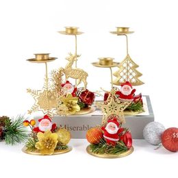 Bougeoir Ornement de Noël Christmas Fer Whitedlestick Décorations de décoration de bureau Ornements JNB16392