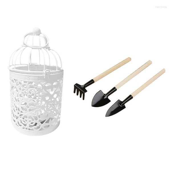 Bougeoirs 1 pièces lanterne marocaine porte-votive 3 mini outils de jardin portables kit petite pelle houe jardinage