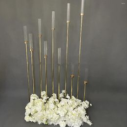 Bougeoirs 10 bras grands candélabres en or haut pour la pièce maîtresse de la pièce maîtresse de fond décoration de scène AB1230