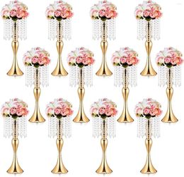 Bougeoirs 10 Pack centres de table de mariage en or pour tables 18.11 pouces de haut support de fleur en cristal Vases floraux en vrac table Ar