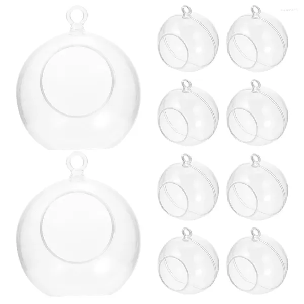 Bougeoirs 10 pièces décoration de noël boule fête ornement arbres remplissable support en verre dômes en plastique pour l'artisanat