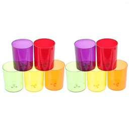 Kandelaars 10 pc's kleurrijke plastic bekers houder stomtafel decoraties container druppelbeschermers terrarium tealight
