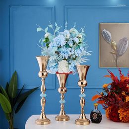 Bougeoirs 10 PCS/Lot Vases en or Pot de fleurs en métal centres de table de mariage événement fleur route plomb pour la décoration de la maison El