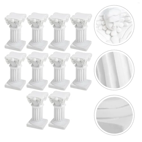 Portavelas 10 Uds. Mini soporte para pasteles columna Micro soportes de paisaje candelabro de resina decoraciones suministros para el hogar fiesta de bebé